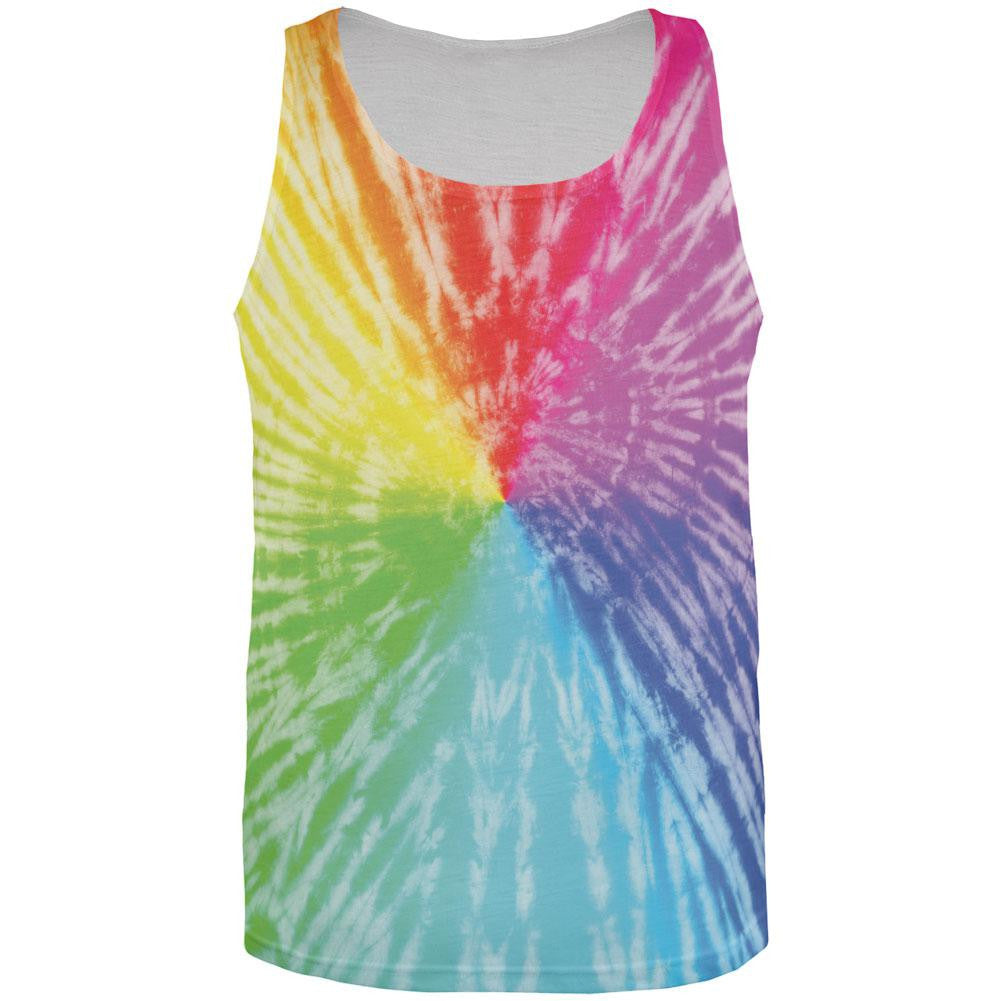 Rainbow Pride LGBT Tie Dye All Over Adult Tank Top Men's Tank Tops Old Glory 2XL Multi 