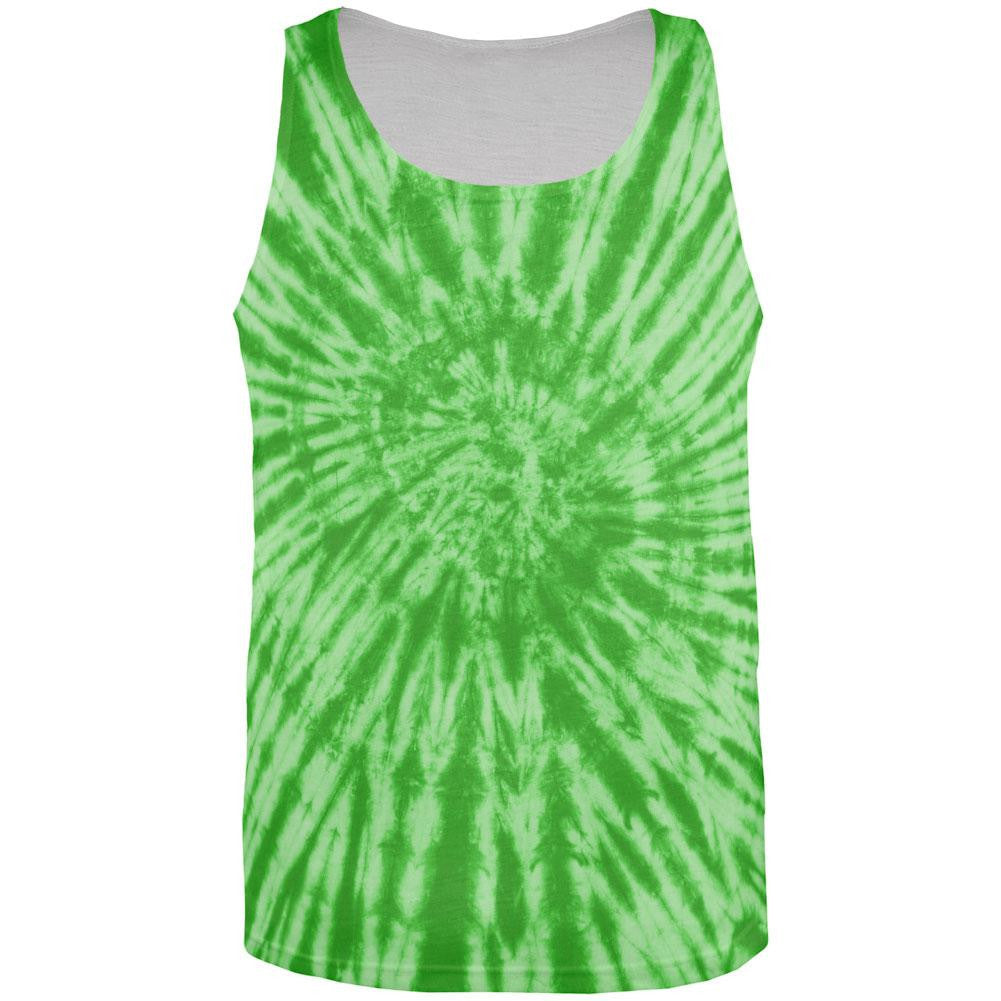 Green Tie Dye All Over Adult Tank Top Men's Tank Tops Old Glory 2XL Green 