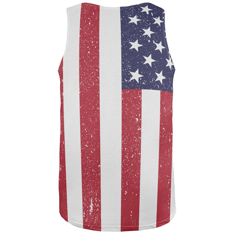 4th of July American Flag Distressed All Over Adult Tank Top Men's Tank Tops Old Glory   