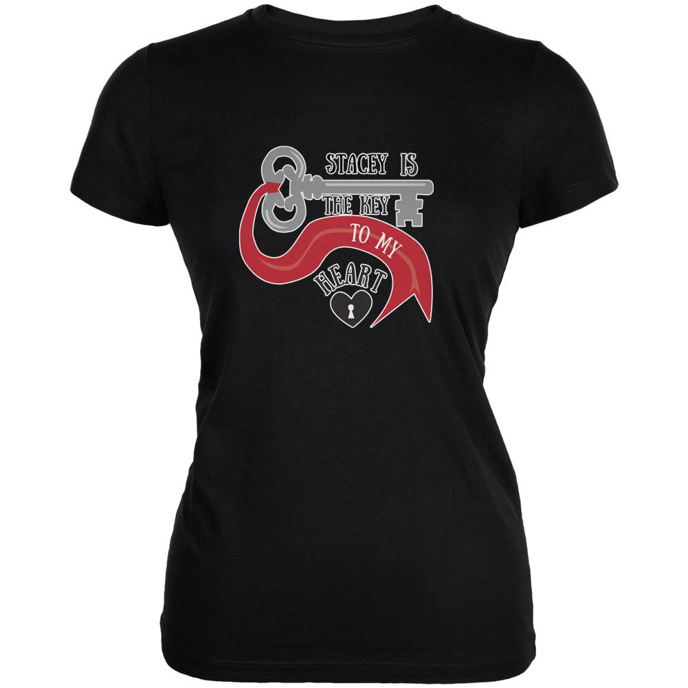 Stacey Is The Key To My Heart Black Juniors Soft T-Shirt Juniors T-Shirts Old Glory 2XL Black 