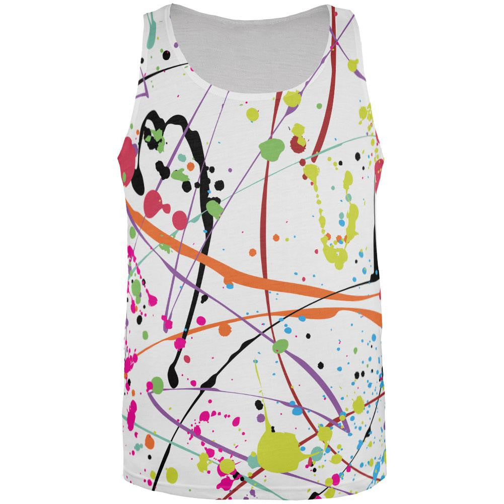Splatter Paint White All Over Adult Tank Top Men's Tank Tops Old Glory 2XL Multi 