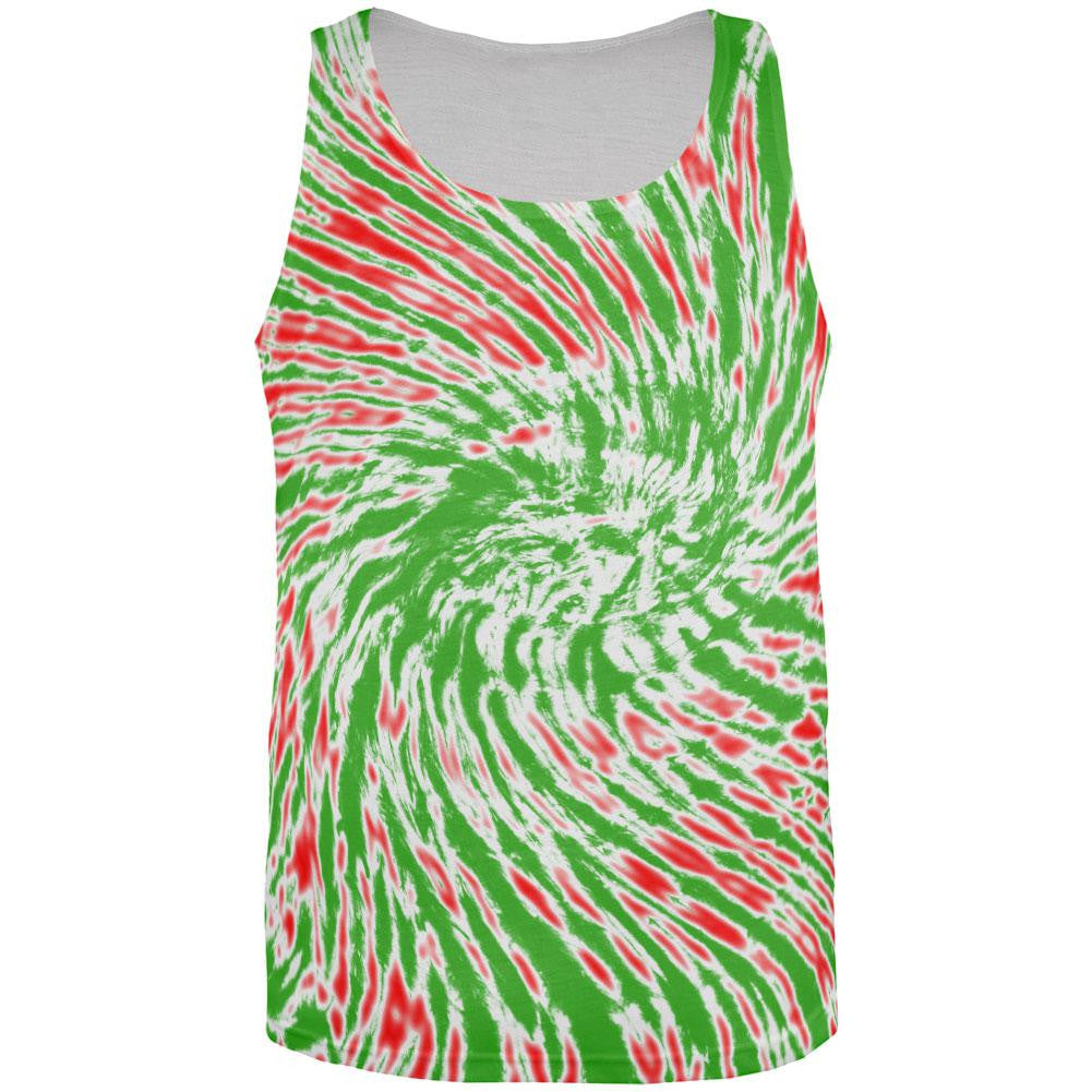 Christmas Tie Dye Red Green All Over Adult Tank Top Men's Tank Tops Old Glory 2XL Multi 