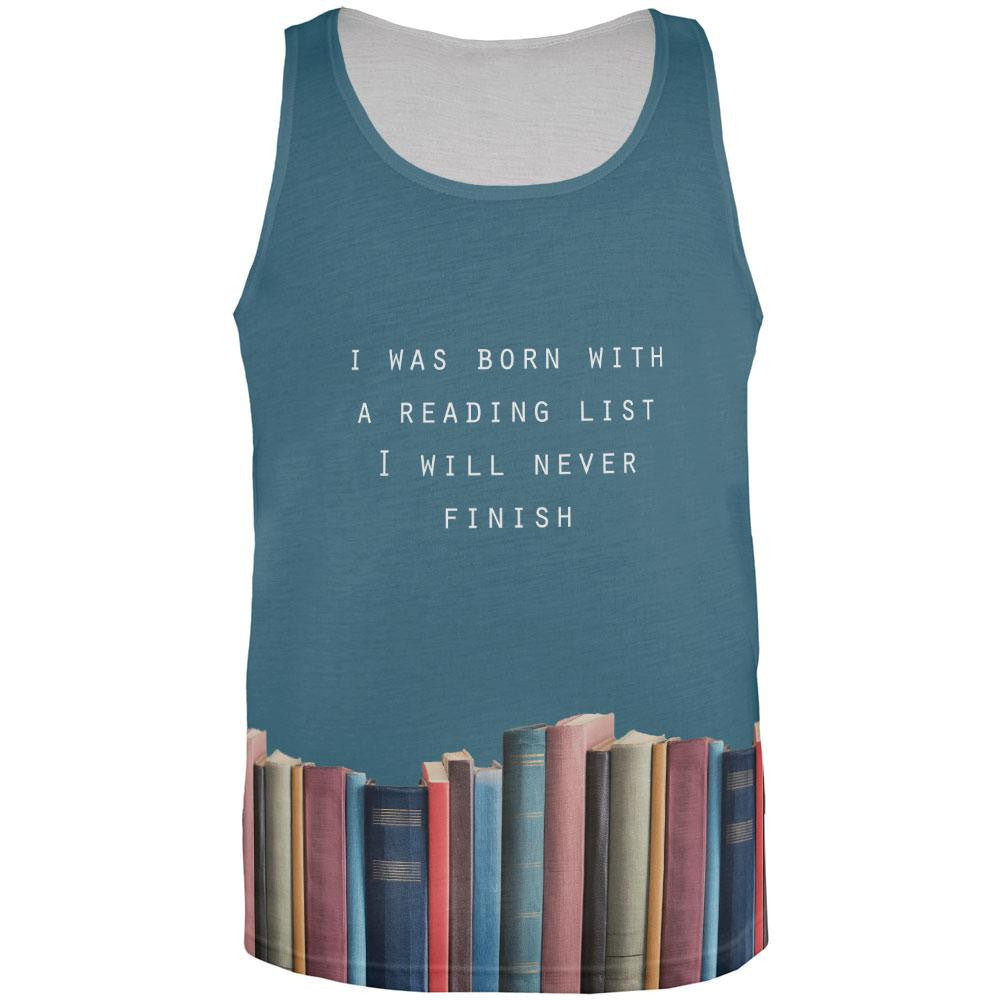 Reading List All Over Adult Tank Top Men's Tank Tops Old Glory SM Multi 