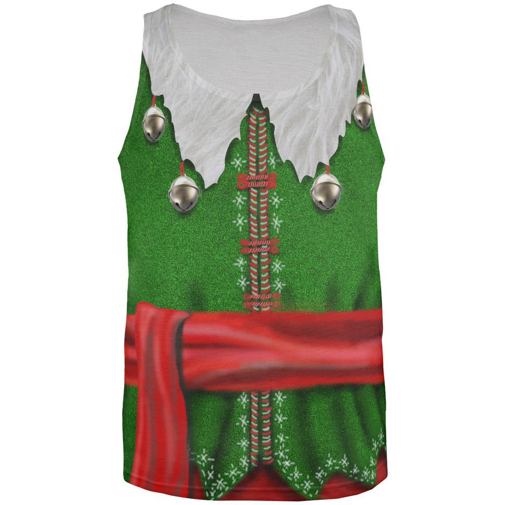 Christmas Elf Costume All Over Adult Tank Top Men's Tank Tops Old Glory 2XL Multi 