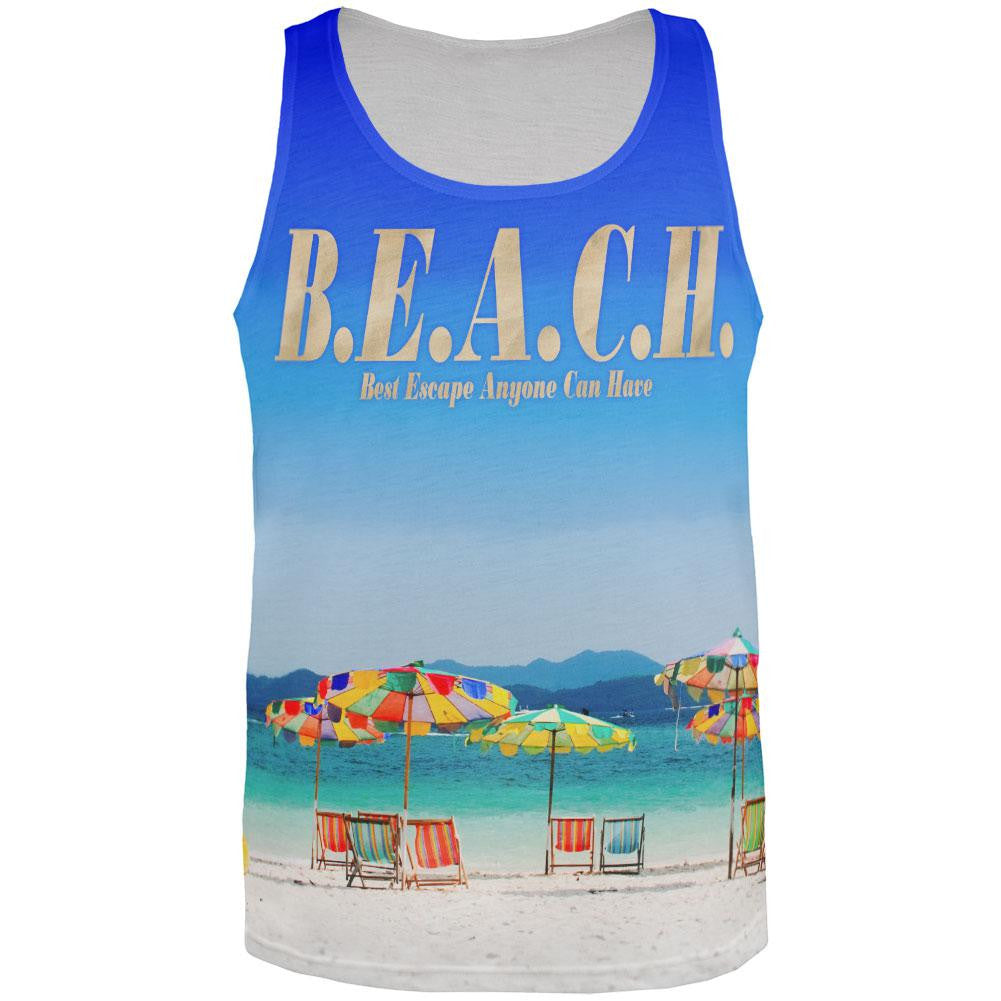 BEACH Best Escape Ever All Over Adult Tank Top Men's Tank Tops Old Glory 2XL Multi 