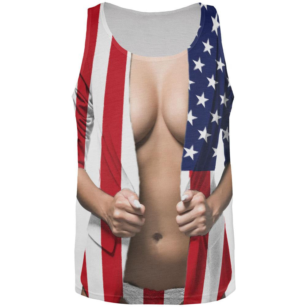 July 4th American Girl Tease All Over Adult Tank Top Men's Tank Tops Old Glory 2XL Multi 