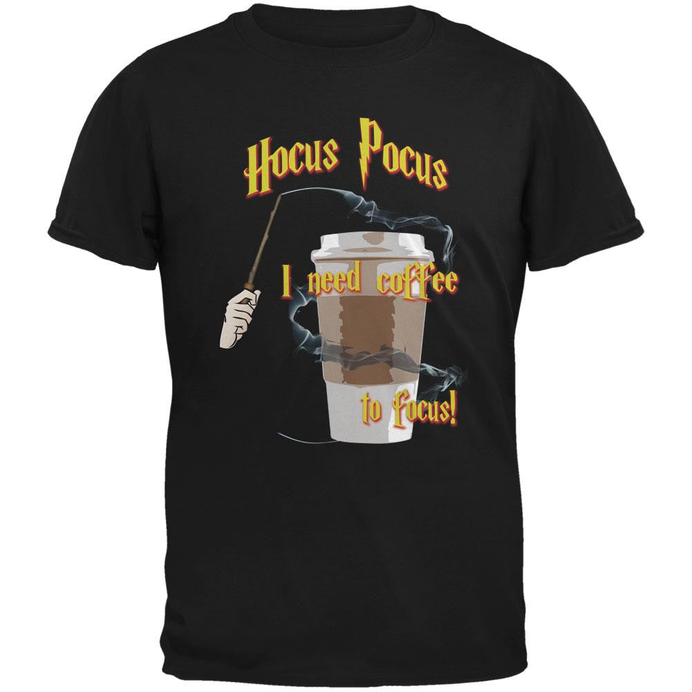 Hocus Pocus I Need Coffee to Focus Black Adult T-Shirt Men's T-Shirts Old Glory 2XL Black 