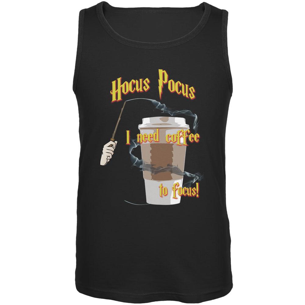 Hocus Pocus I Need Coffee to Focus Black Adult Tank Top Men's Tank Tops Old Glory 2XL Black 