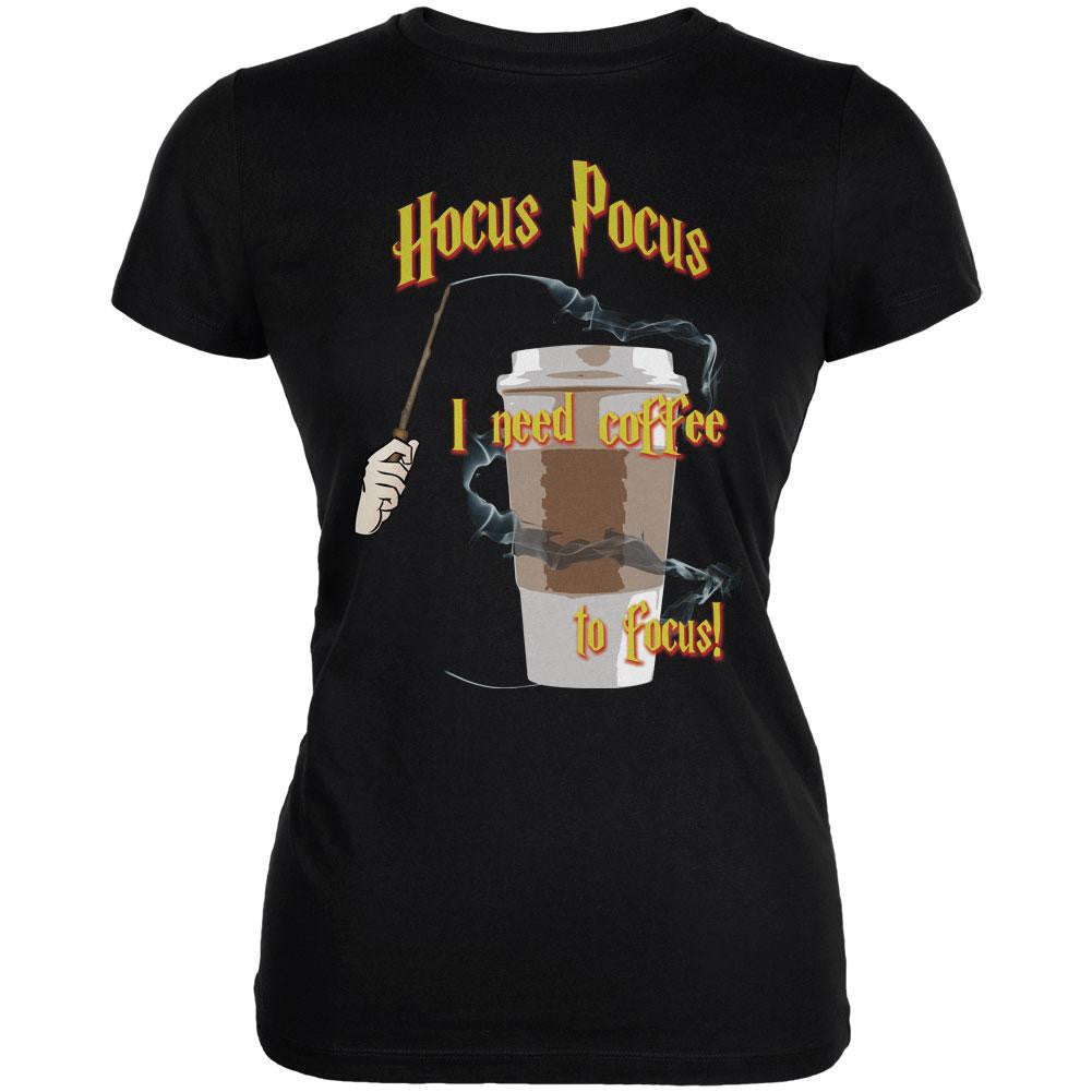 Hocus Pocus I Need Coffee to Focus Black Juniors Soft T-Shirt Juniors T-Shirts Old Glory 2XL Black 