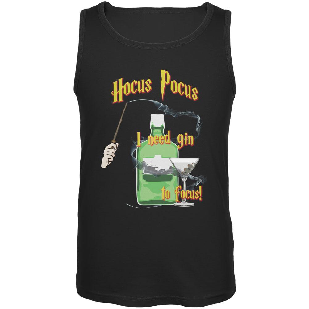 Hocus Pocus I Need Gin to Focus Black Adult Tank Top Men's Tank Tops Old Glory SM Black 