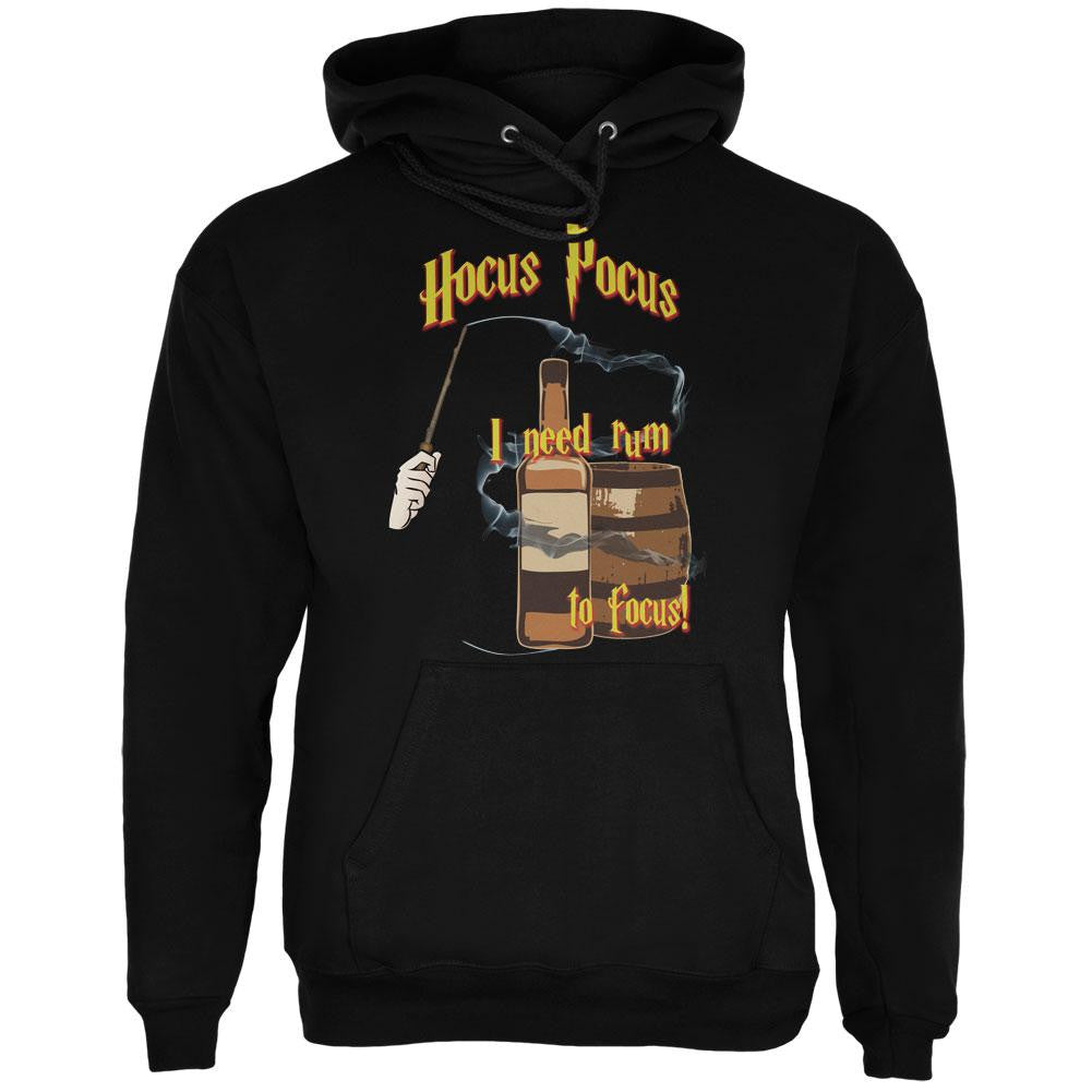 Hocus Pocus I Need Rum to Focus Black Adult Hoodie Men's Hoodies Old Glory SM Black 