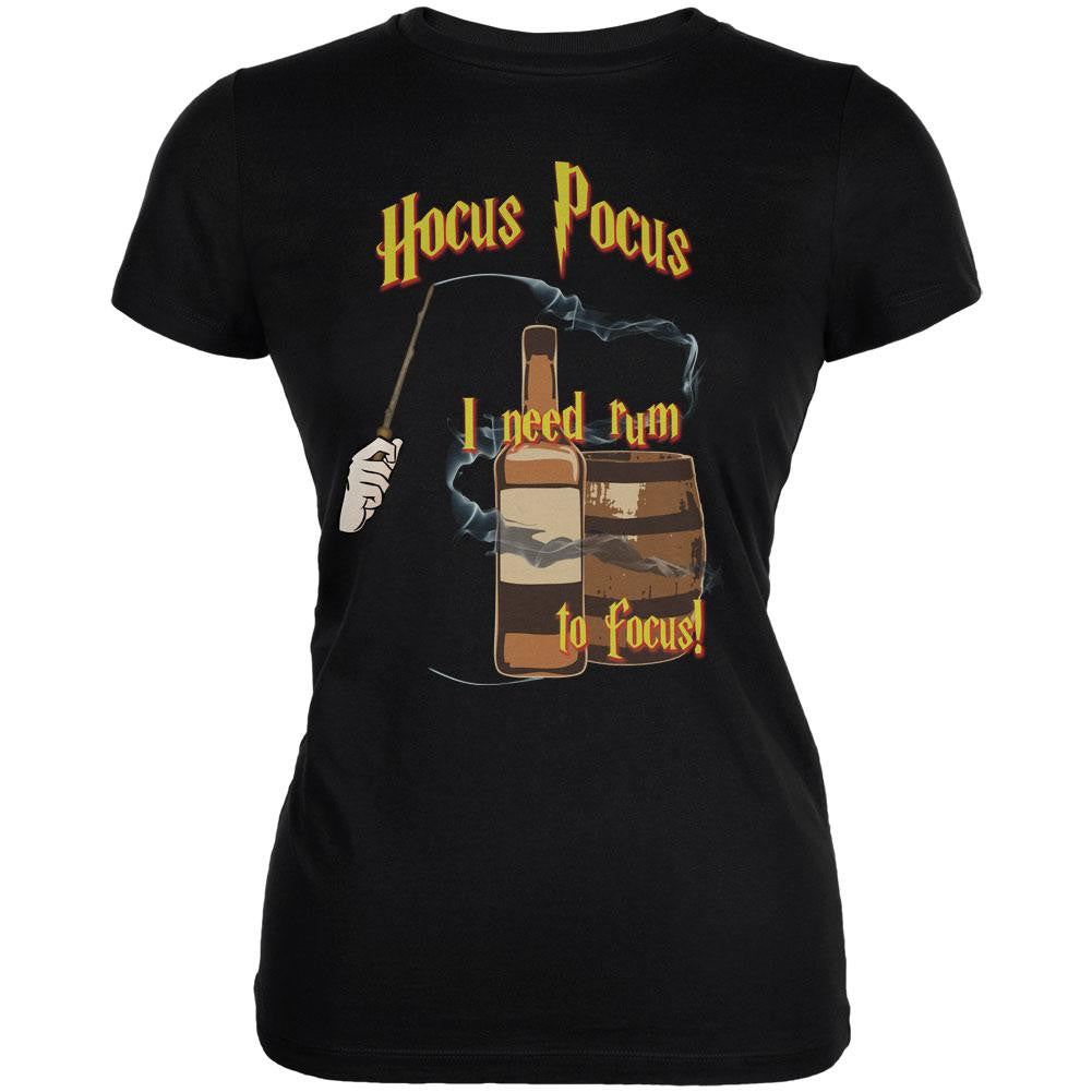 Hocus Pocus I Need Rum to Focus Black Juniors Soft T-Shirt Juniors T-Shirts Old Glory SM Black 