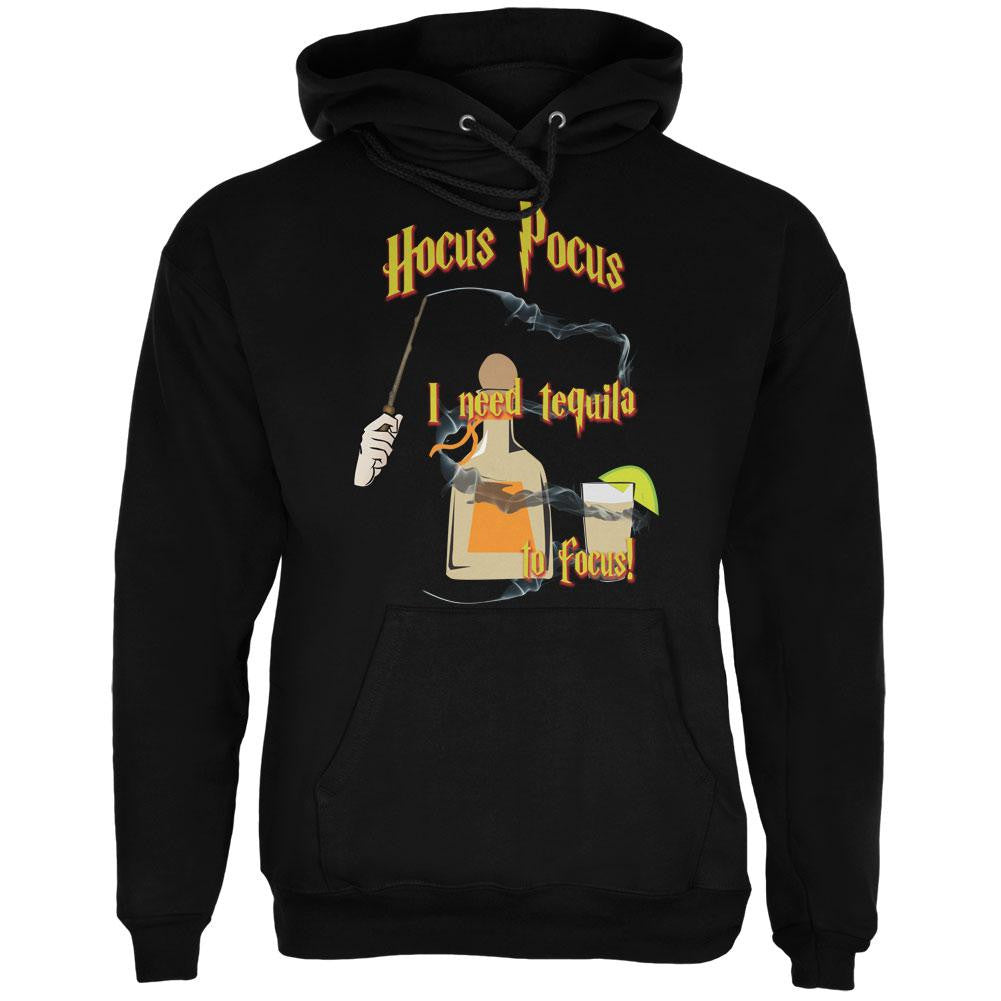 Hocus Pocus I Need Tequila to Focus Black Adult Hoodie Men's Hoodies Old Glory SM Black 