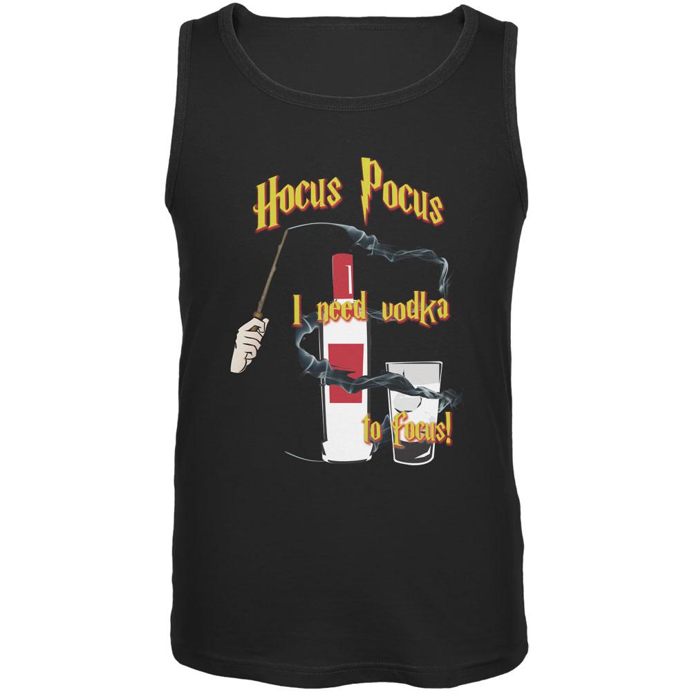 Hocus Pocus I Need Vodka to Focus Black Adult Tank Top Men's Tank Tops Old Glory SM Black 
