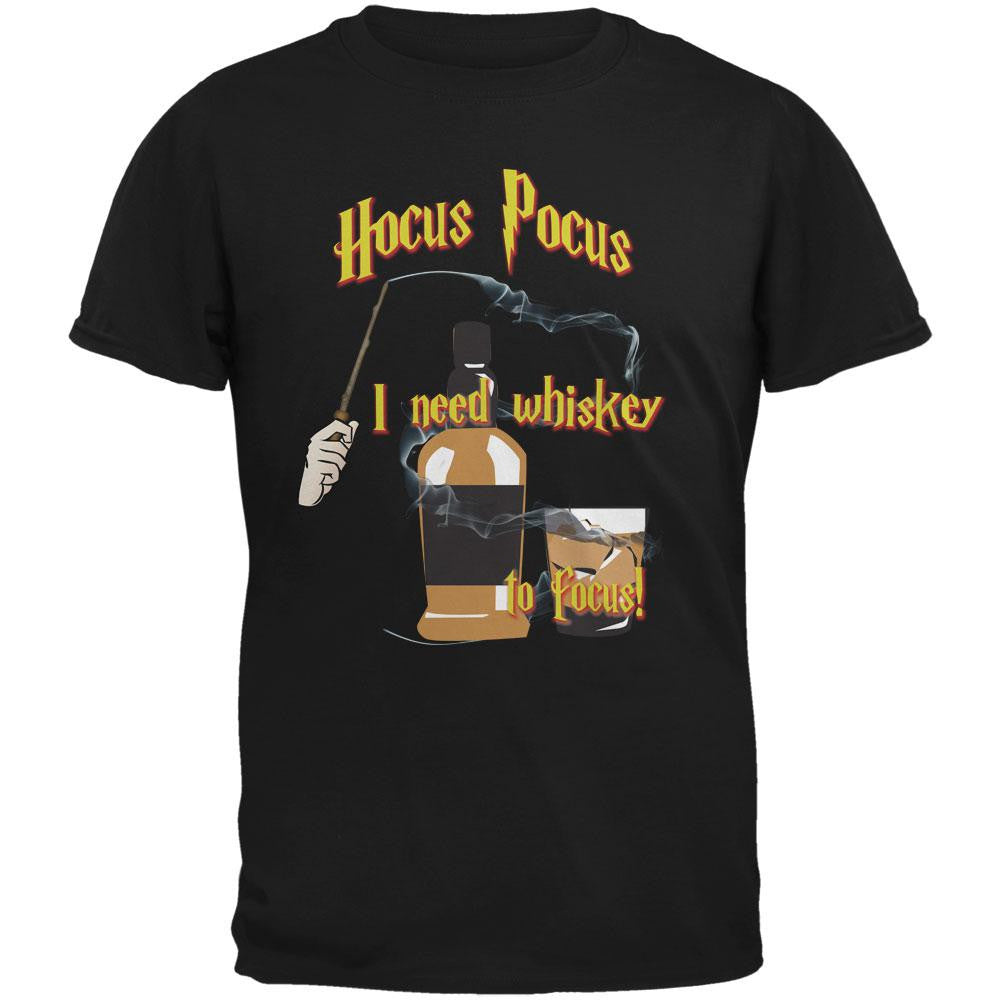 Hocus Pocus I Need Whiskey to Focus Black Adult T-Shirt Men's T-Shirts Old Glory SM Black 