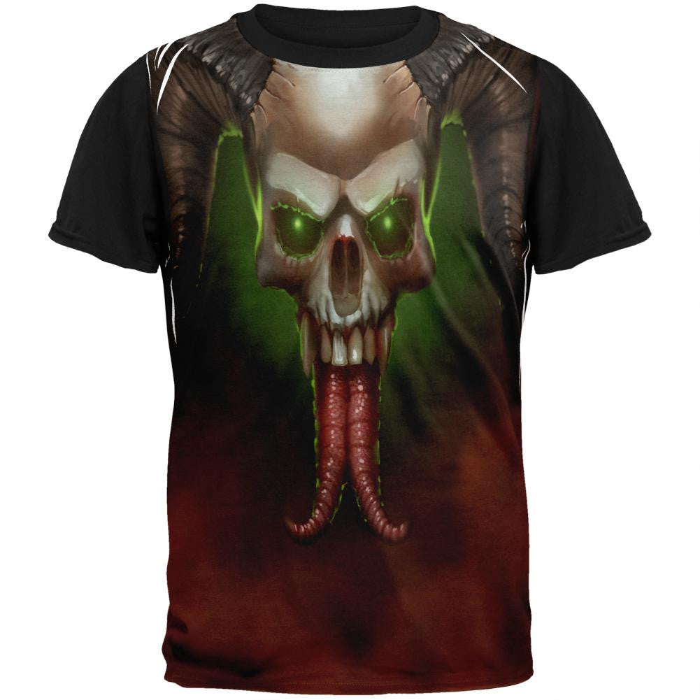 Horned Skull Adult Black Back T-Shirt Men's T-Shirts Old Glory SM Black 