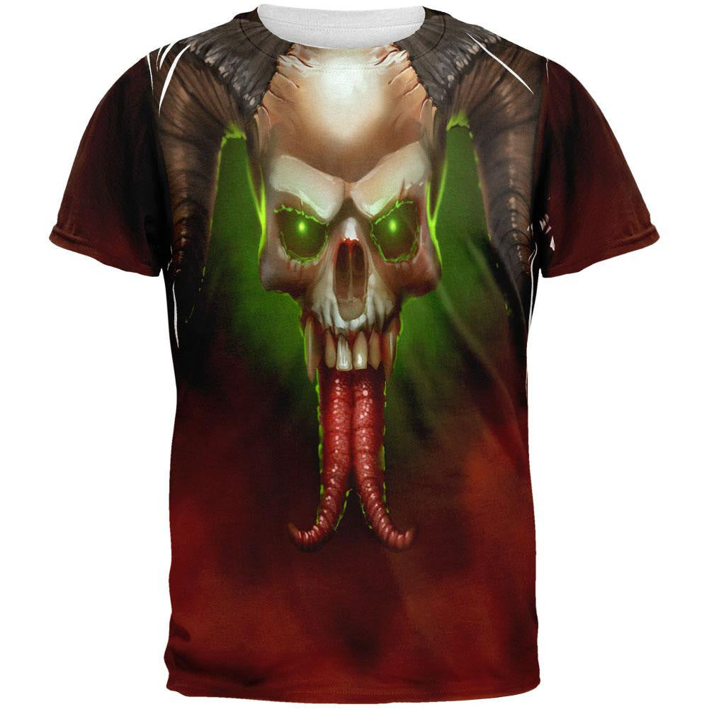 Horned Skull All Over Adult T-Shirt Men's T-Shirts Old Glory 2XL Multi 