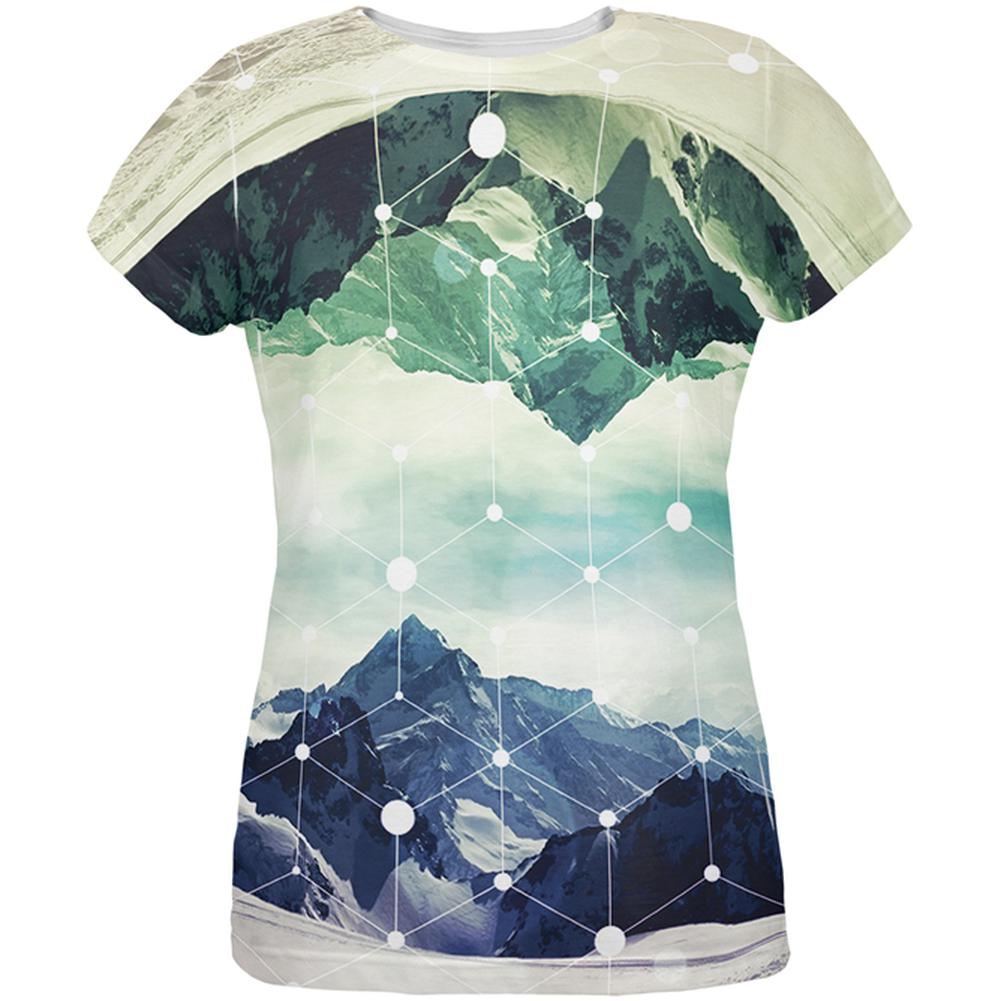 Geometric Mountains All Over Womens T-Shirt Women's T-Shirts Old Glory 2XL Multi 