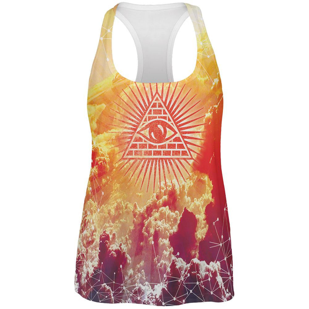 Illuminati Clouds All Over Womens Racerback Tank Top Women's Tank Tops Old Glory 2XL Multi 