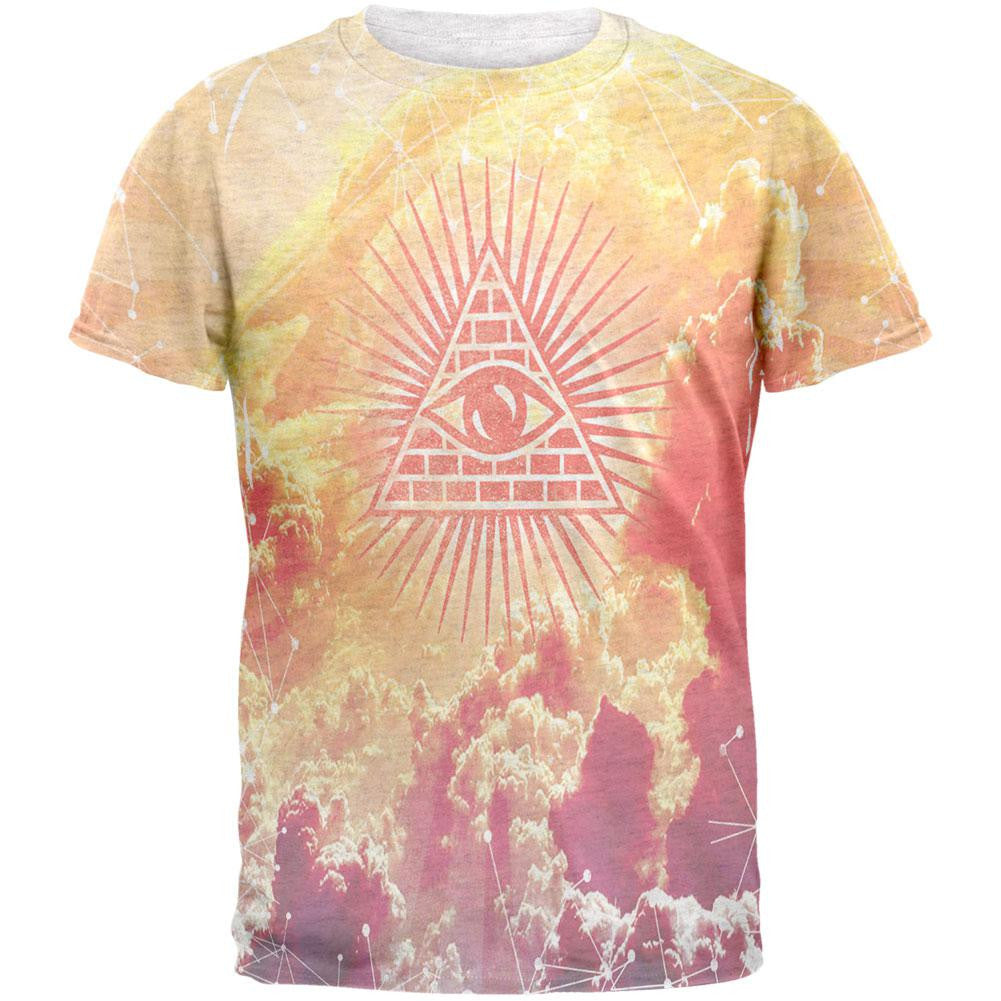 Illuminati Clouds All Over Heather White Adult T-Shirt Men's T-Shirts Old Glory 2XL Multi 