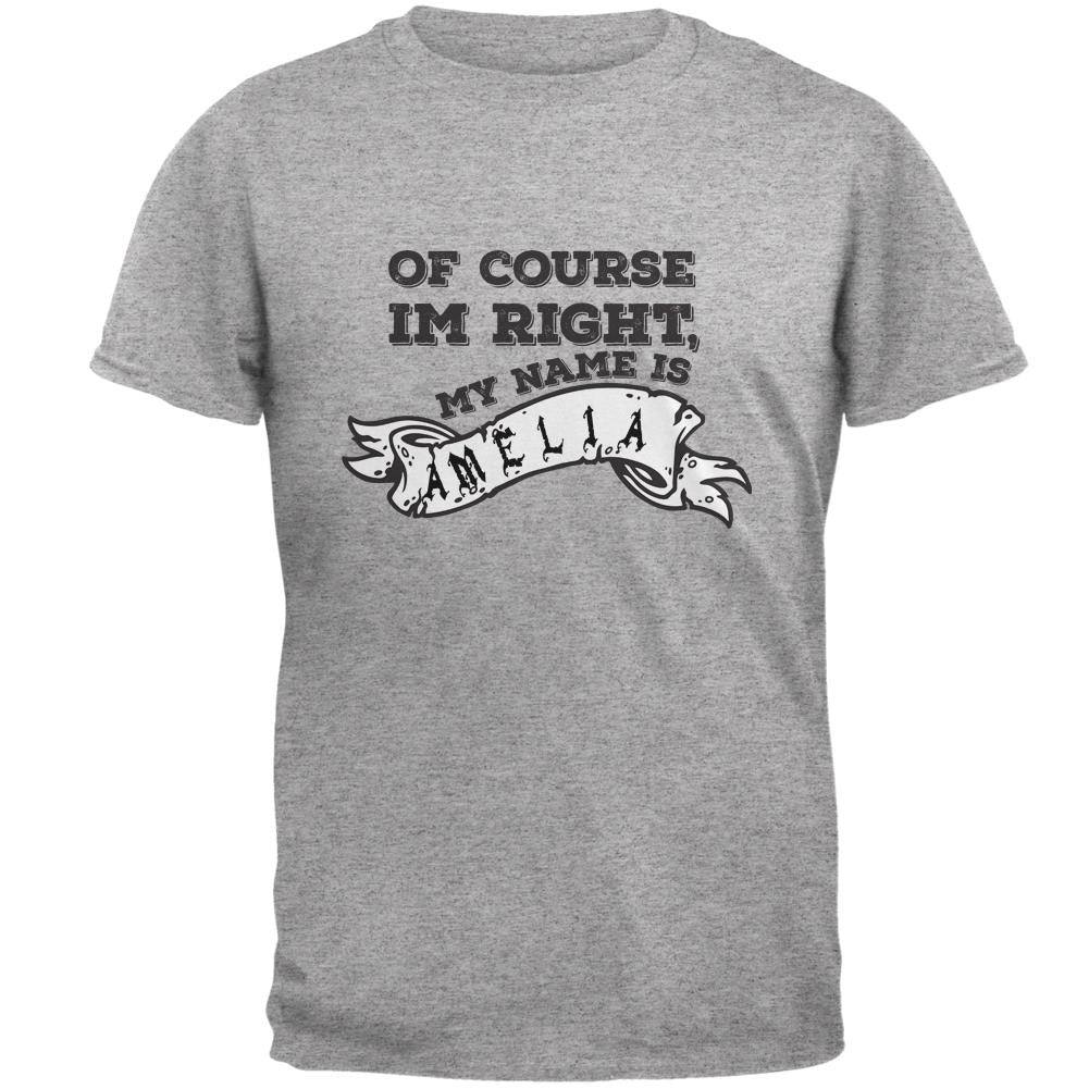 Of Course I'm Right Amelia Heather Grey Adult T-Shirt Men's T-Shirts Old Glory 2XL Grey 