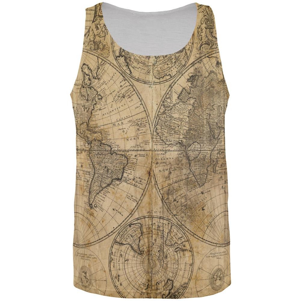 Vintage Map All Over Adult Tank Top Men's Tank Tops Old Glory 2XL Multi 
