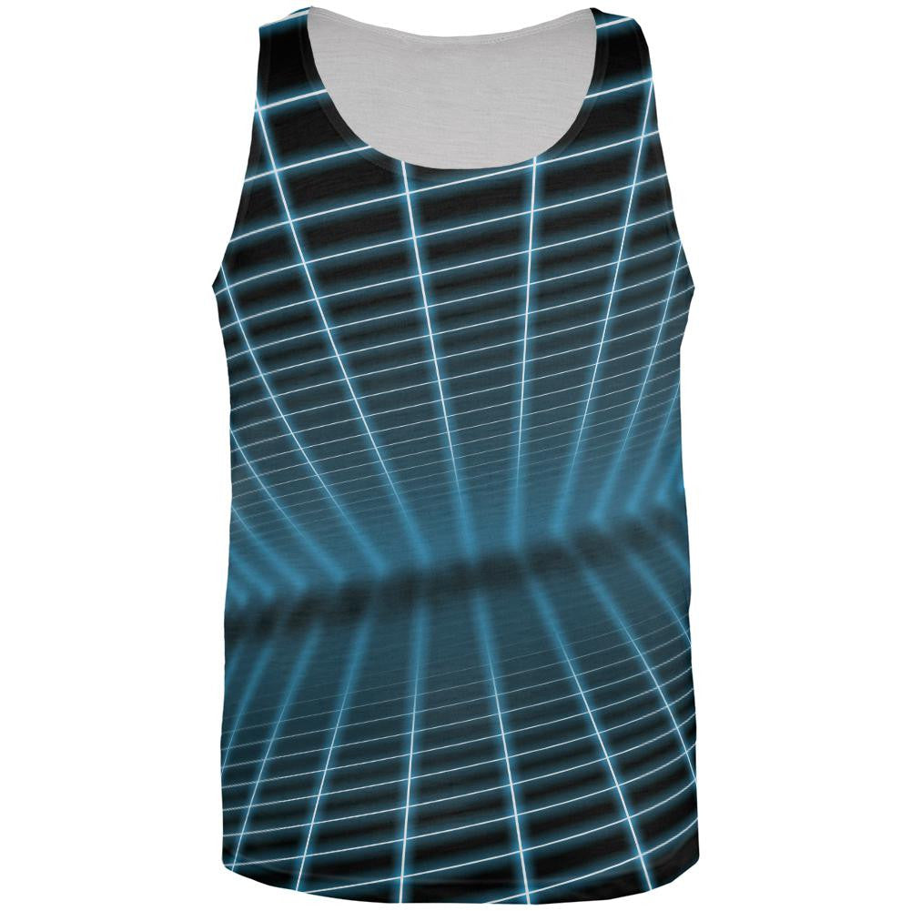 Blue Glowing Grid All Over Adult Tank Top Men's Tank Tops Old Glory 2XL Multi 