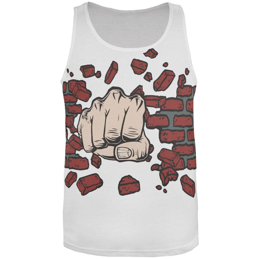 Break the Brick Wall All Over Adult Tank Top Men's Tank Tops Old Glory 2XL White 