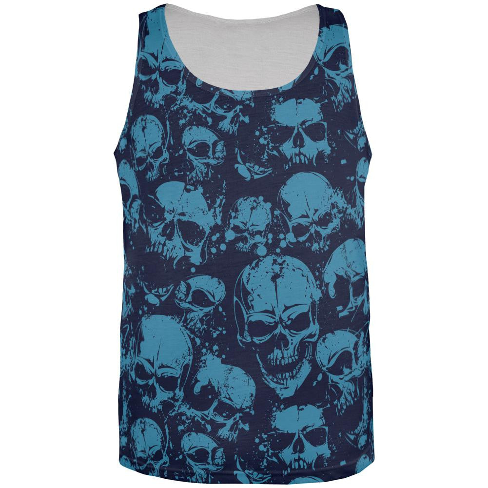 Blue Angry Skulls All Over Adult Tank Top Men's Tank Tops Old Glory 2XL Multi 