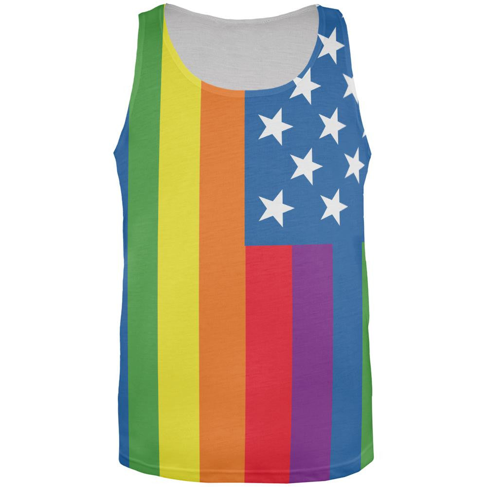 LGBT American Flag All Over Adult Tank Top Men's Tank Tops Old Glory 2XL Multi 