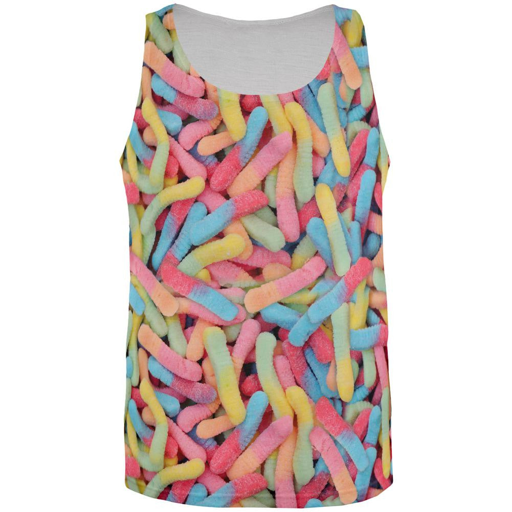 Halloween Sour Gummy Worms All Over Adult Tank Top Men's Tank Tops Old Glory 2XL Multi 