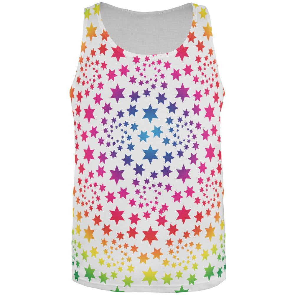 Rainbow Stars All Over Adult Tank Top Men's Tank Tops Old Glory 2XL Multi 