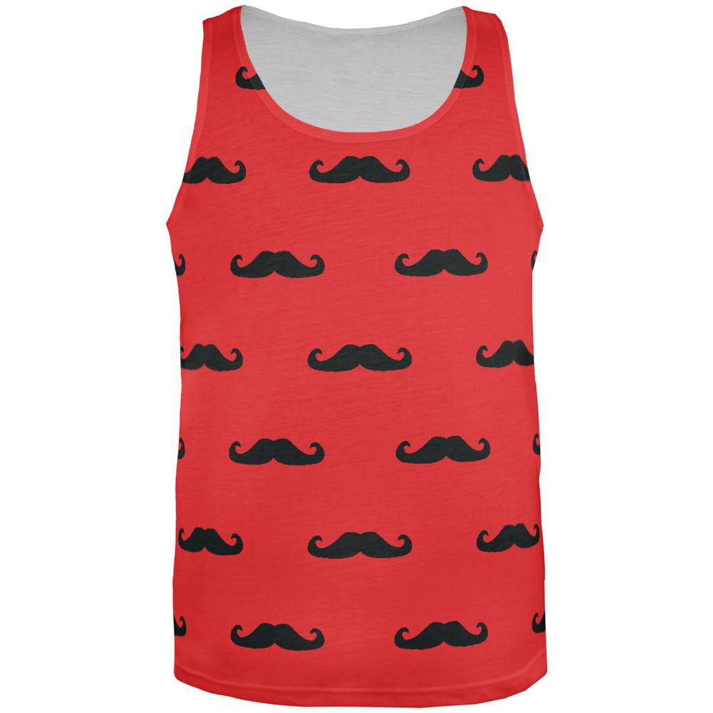 Mustaches Red and Black All Over Adult Tank Top Men's Tank Tops Old Glory 2XL Multi 