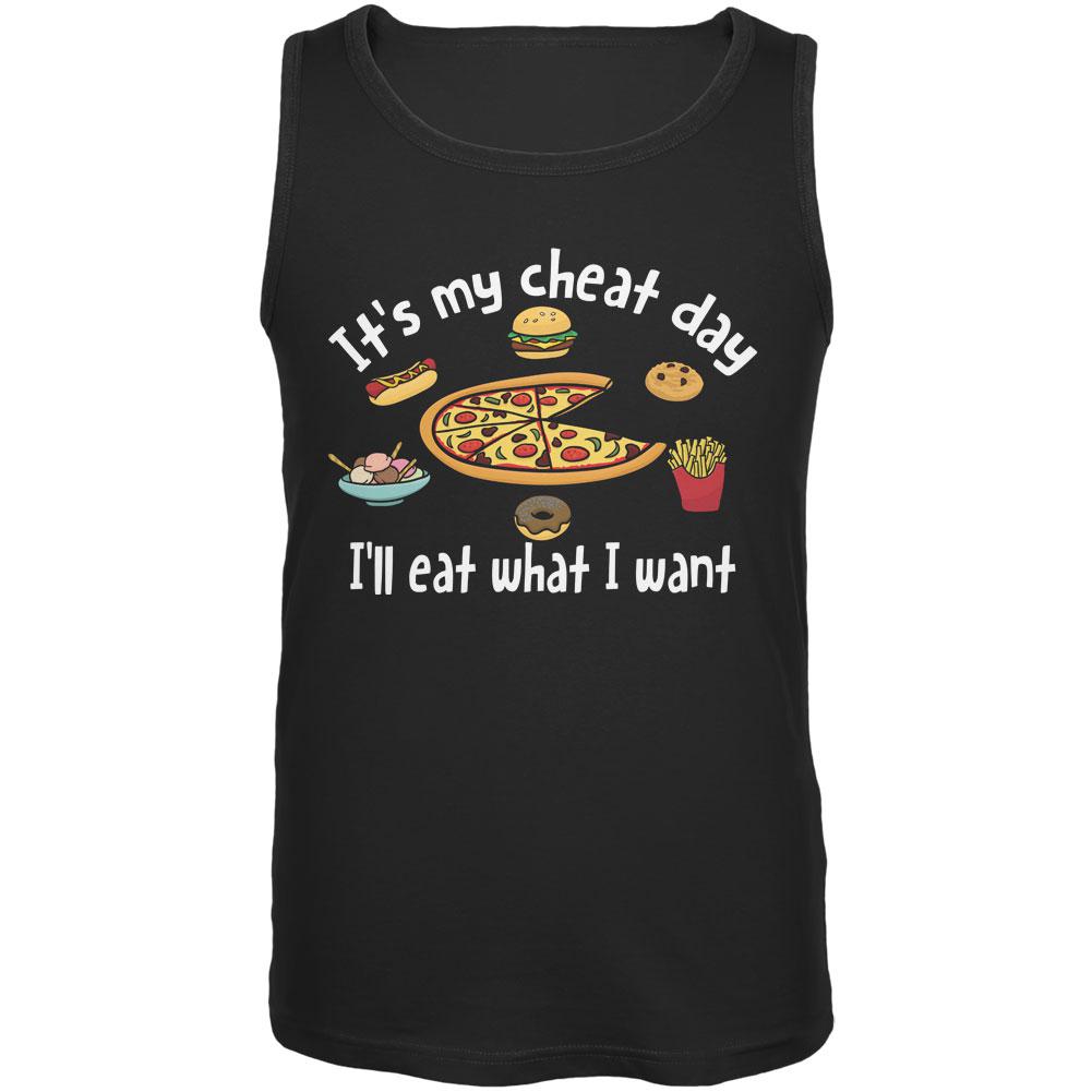 It's My Cheat Day I'll Eat What I Want Black Adult Tank Top Men's Tank Tops Old Glory SM Black 