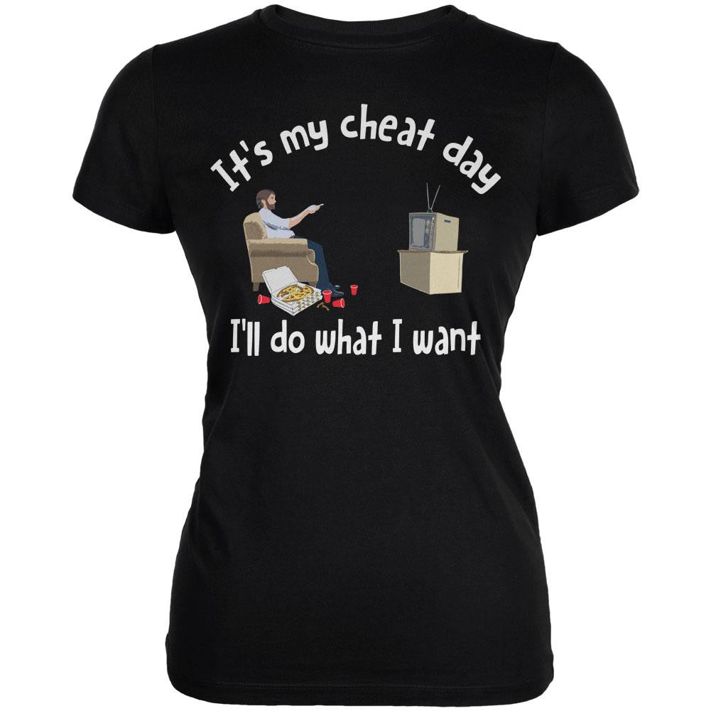 It's My Cheat Day I'll Do What I Want Black Juniors Soft T-Shirt Juniors T-Shirts Old Glory SM Black 