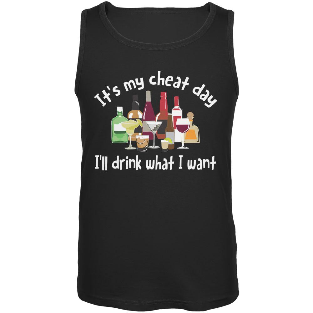 It's My Cheat Day I'll Drink What I Want Black Adult Tank Top Men's Tank Tops Old Glory SM Black 