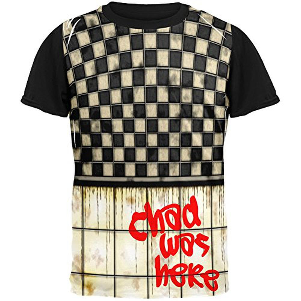 CHAD Was Here Graffiti Adult Black Back T-Shirt Men's T-Shirts Old Glory SM Multi 