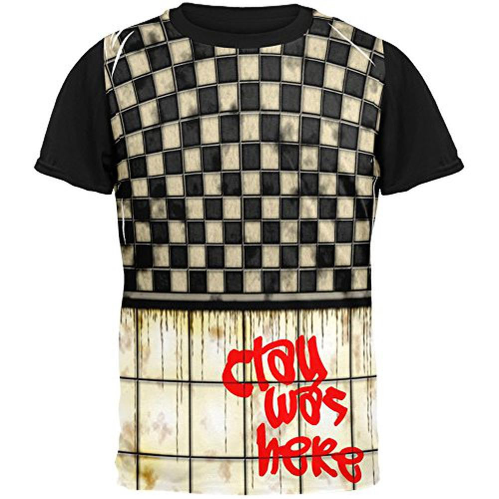 CLAY Was Here Graffiti Adult Black Back T-Shirt Men's T-Shirts Old Glory SM Multi 