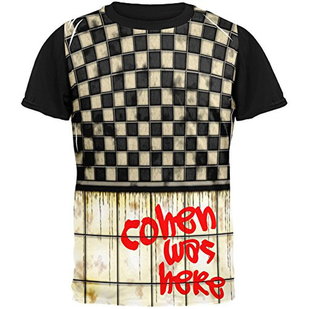 COHEN Was Here Graffiti Adult Black Back T-Shirt Men's T-Shirts Old Glory SM Multi 