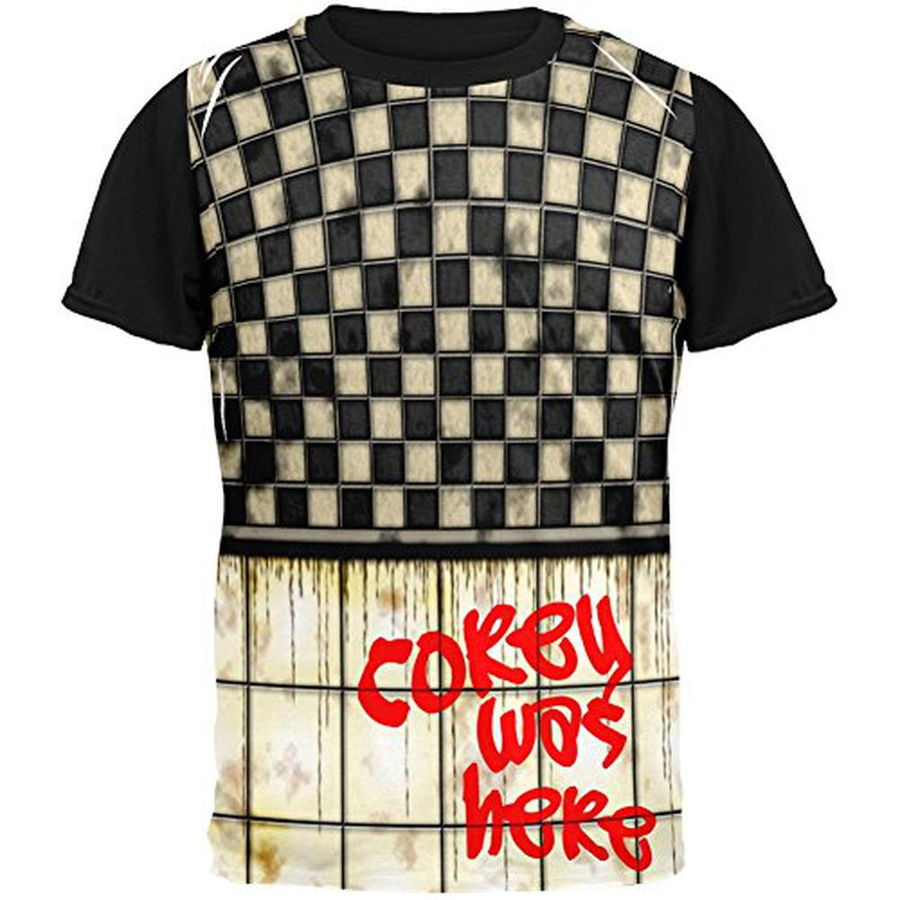 COREY Was Here Graffiti Adult Black Back T-Shirt Men's T-Shirts Old Glory SM Multi 