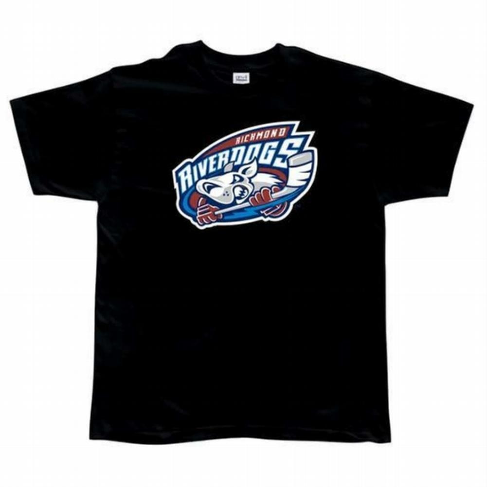 Richmond Riverdogs - Logo Black Adult T-Shirt Men's T-Shirts Richmond Riverdogs SM Black 