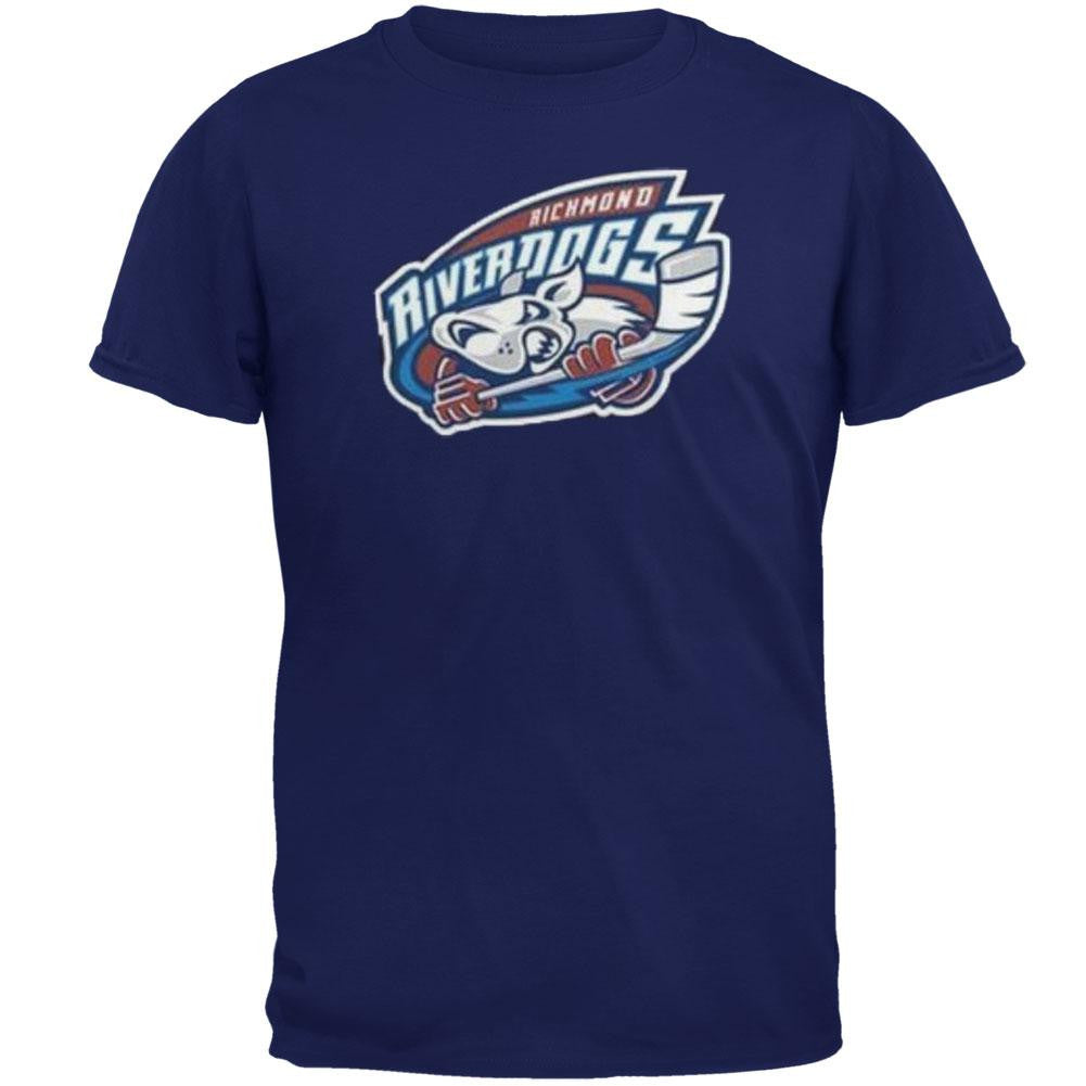 Richmond Riverdogs - Logo Navy Adult T-Shirt Men's T-Shirts Richmond Riverdogs LG Dark Blue 