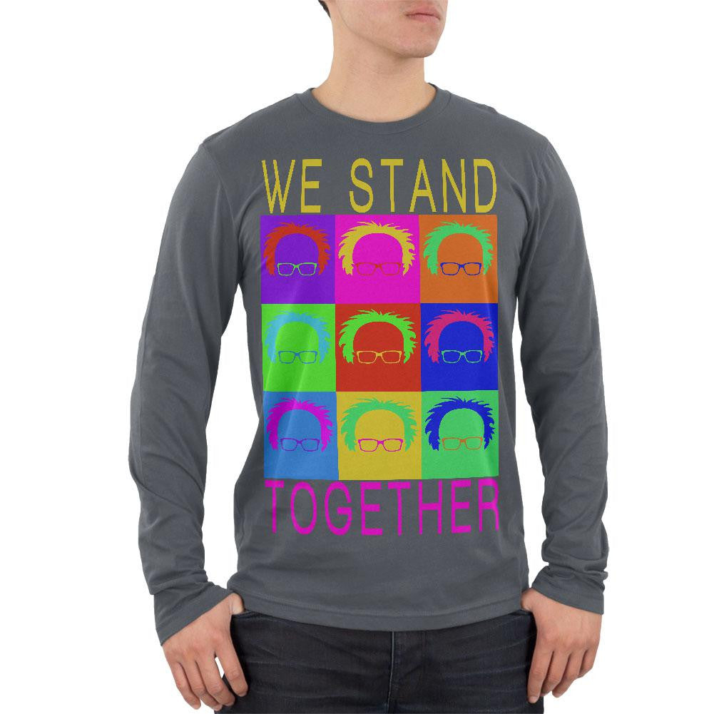 Election Bernie Sanders Pop Art Stand Together Grey Adult Soft Long Sleeve T-Shirt Men's Long Sleeves Old Glory 2XL Grey 