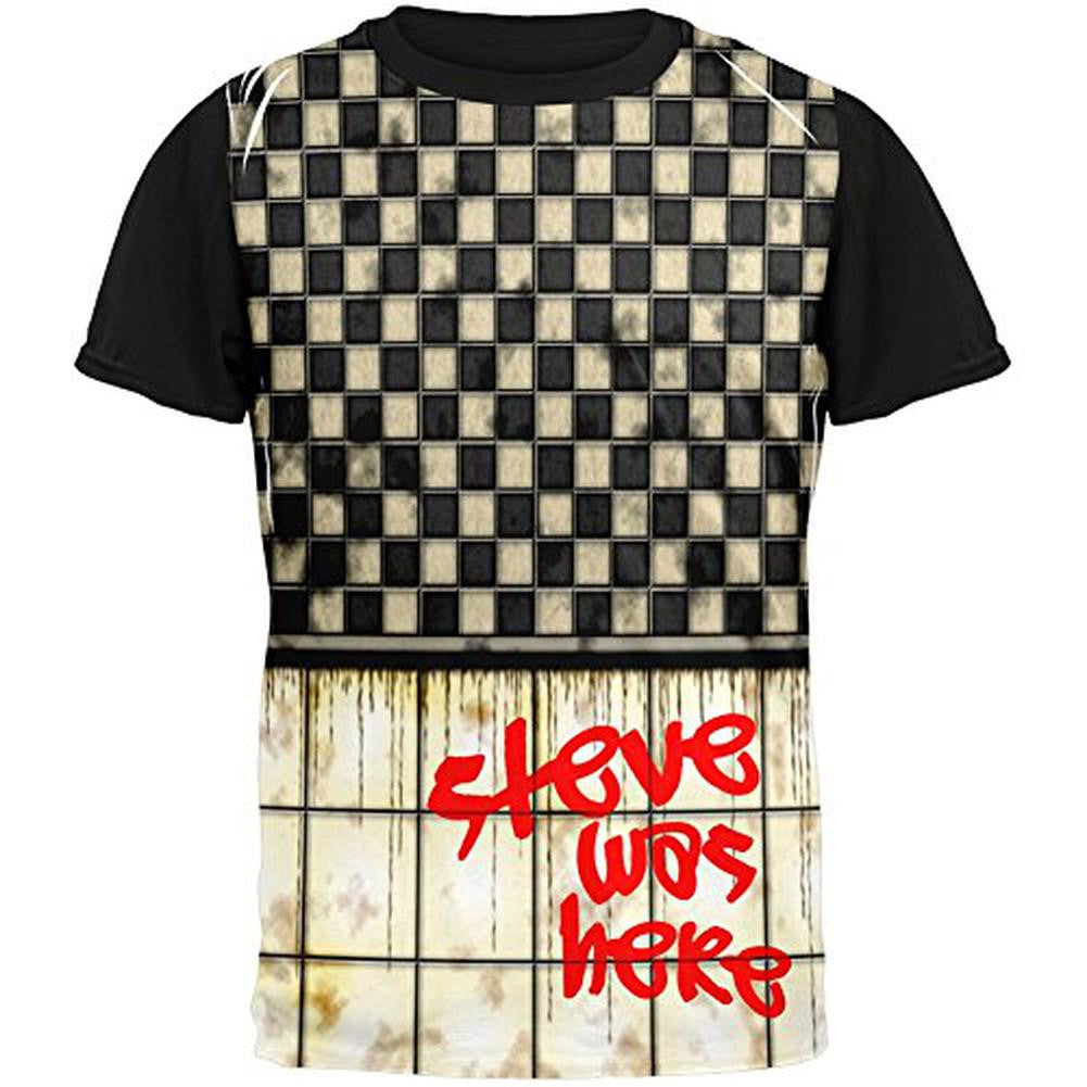 STEVE Was Here Graffiti Adult Black Back T-Shirt Men's T-Shirts Old Glory SM Black 