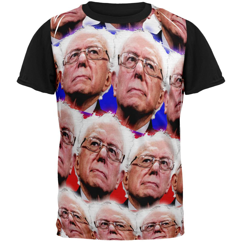 Election Bernie Sanders Face the Future 2016 Adult Black Back T-Shirt Men's T-Shirts Old Glory SM Multi 