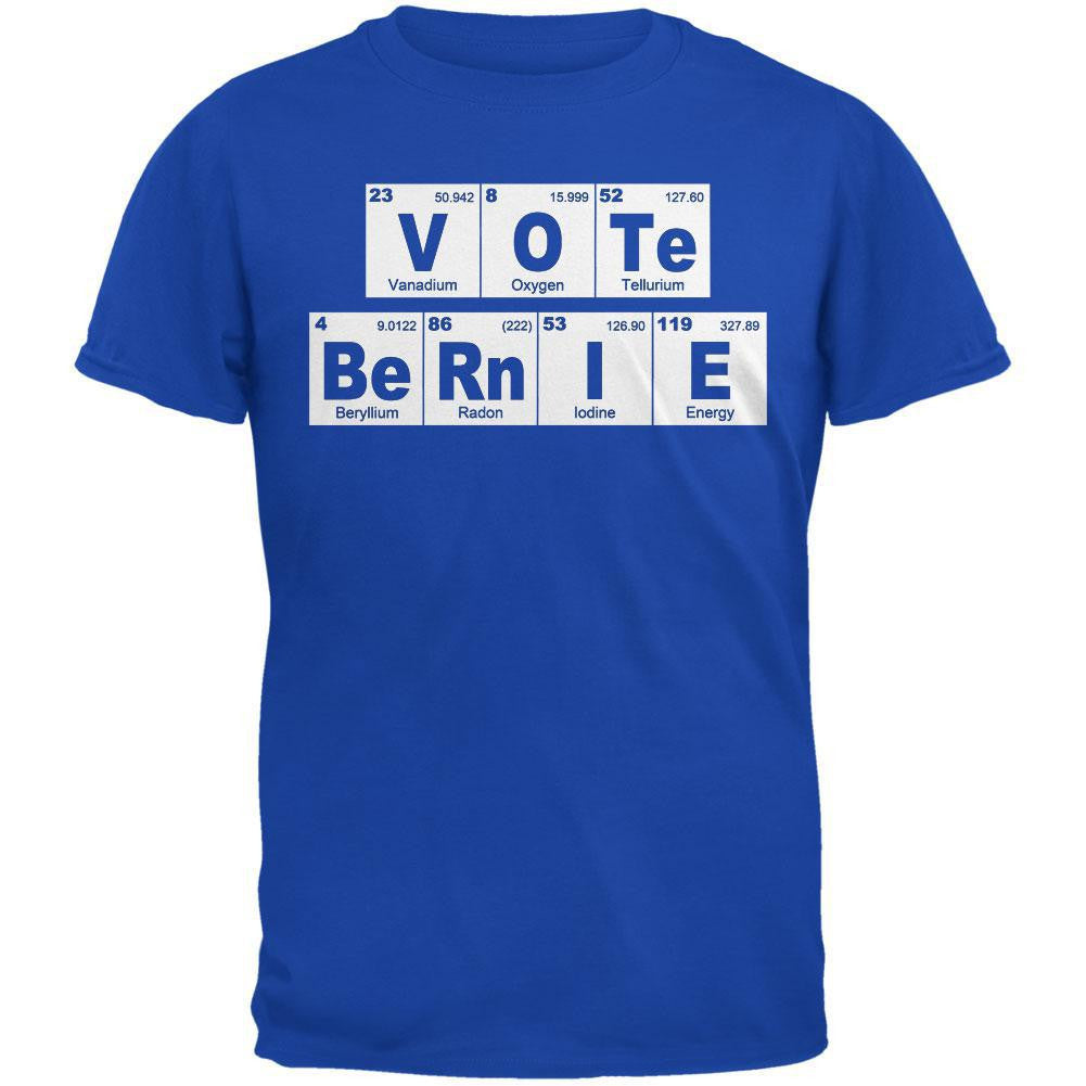 Election 2016 Vote Bernie Sanders Periodic Table Royal Adult T-Shirt Men's T-Shirts Old Glory 2XL Blue 