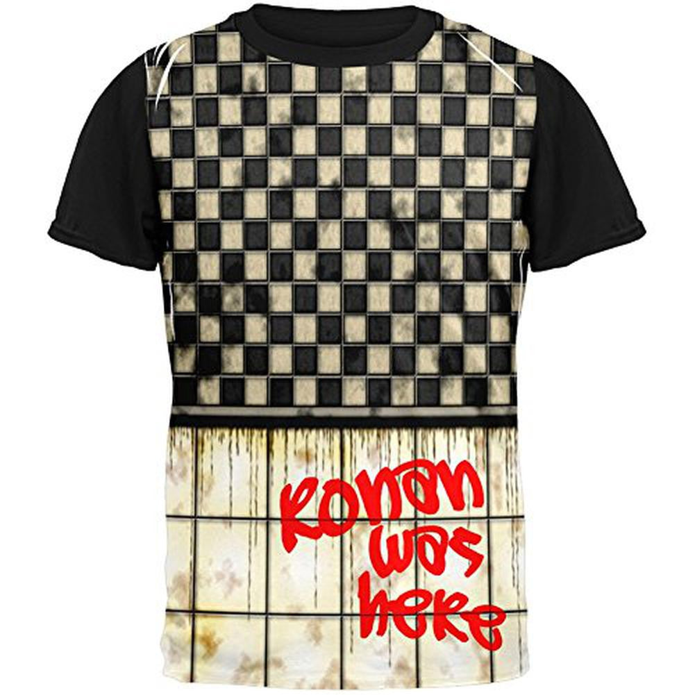 RONAN Was Here Graffiti Adult Black Back T-Shirt Men's T-Shirts Old Glory SM Multi 