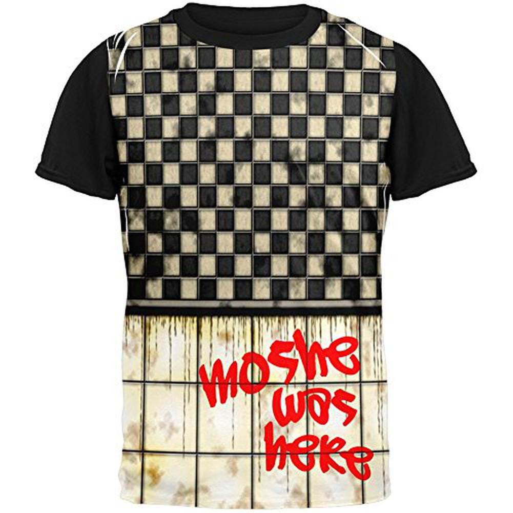 MOSHE Was Here Graffiti Adult Black Back T-Shirt Men's T-Shirts Old Glory SM Multi 