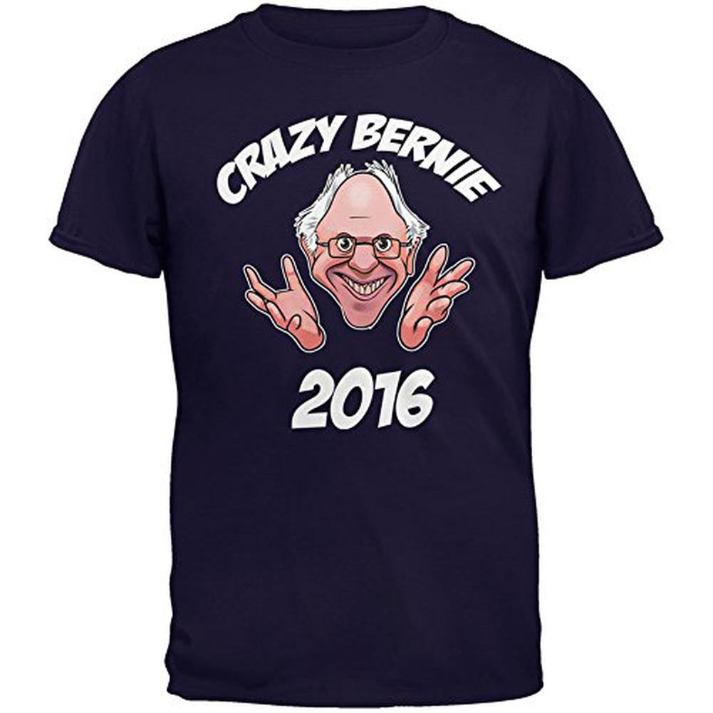 Election 2016 Crazy Bernie for President Navy Adult T-Shirt Men's T-Shirts Old Glory 2XL Blue 