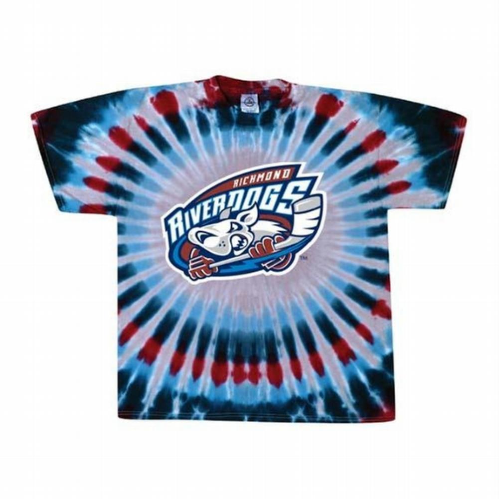 Richmond Riverdogs - Logo Circle Tie Dye Adult T-Shirt Men's T-Shirts Richmond Riverdogs   